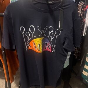 AMIRI Navy T-Shirt with Colorful Graphic